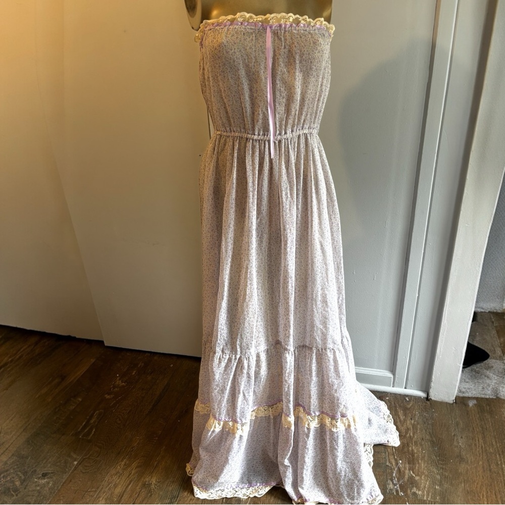 1970s Vintage Lashek’s of California Floral Strapless Maxi Dress